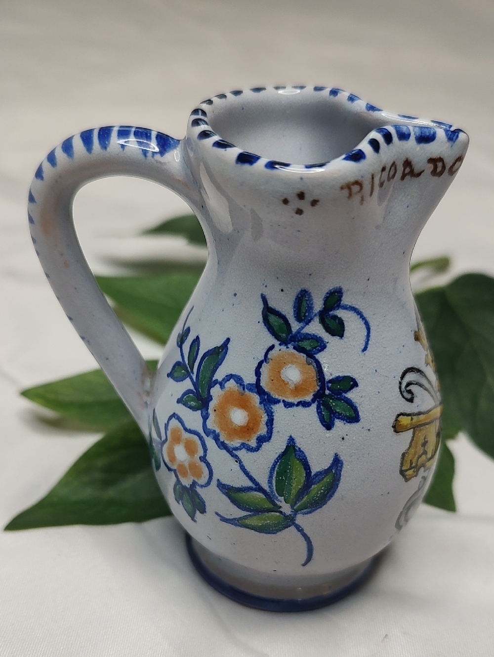 Vintage Italian Hand-painted Ceramic Miniature Creamer Pitcher Ricordo Di Roma